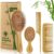 Hair Brush and Comb Set Wooden Bamboo Hairbrush with Paddle Detangling Brushes Natural Hairbrush ECO-Friendly No Bristle, suit for Women Men and Kids Thick/Thin/Curly/Dry Hair Gift kit-4Pcs…