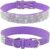 Haoyueer Rhinestone Dog Collar, Cute Dazzling Sparkling Soft Suede Leather Dog Cat Rhinestone Collar Crystal Diamond Pet Dog Puppy Collar(Purple,L fit Neck 38 – 46 cm)