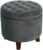 Homepop Home Decor | Upholstered Round Velvet Tufted Foot Rest Ottoman | Ottoman with Storage for Living Room & Bedroom | Decorative Home Furniture, Dark Gray