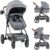 INFANS 2 in 1 High Landscape Convertible Baby Stroller, Newborn Reversible Bassinet Pram, Foldable Pushchair with Adjustable Canopy, Aluminum Structure, 5-Point Harness for Infant & Toddler (Gray)