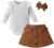 Infant Baby Girl Clothes Outfits Long Sleeve Ruffle Ribbed Romper A-line Skirt Headband 3pcs Outfits Set