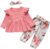 Infant Baby Girl Clothes Outfits Long Sleeve Tops Ruffle Floral Pants Headband 3pcs Set