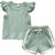 Infant Baby Girls Summer Outfits Ruffle Sleeveless Solid T-Shirt Tops Shorts 2Pcs Clothes Set