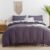 JELLYMONI Purple 100% Washed Cotton Duvet Cover Set Queen, Duvet Cover with Bow tie Closure, 3 Pieces Ultra Soft Bowknot Duvet Cover(Without Comforter)