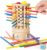 Japace Montessori Toys Colorful Wooden Sticks Stacking Game Tower Building Balance Family Board Game Preschool Toy Gift for Kid Age 3 4 5