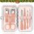 Jiasheng Nail Clipper Kit Manicure Pedicure Kit Nail Clippers Set 7 in1 Portable Travel Grooming Kit, Rose Gold