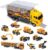 Joyfia 11 in 1 Die-cast Construction Truck Vehicle, Toy Car Play Vehicles Set in Carrier Truck, Construction Toys for 3+ Years Old Boys Girls Kids