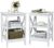 KOTEK 3-Tier Nightstand Set of 2, Wooden Sofa Side Table with Storage Shelves, X-Design Structure, Accent Table Bedside Table End Table for Bedroom, Living Room, Easy Assembly (White)