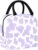 KikandKo Purple Cow Print Lunch Bag for Women Men, Insulated Lunch Box Waterproof Reusable Leakproof Cooler Tote Bag for School Work Picnic Travel