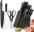 Knife Set, Meythway Kitchen Knife Set 19-Piece with Wooden Block, Premium Stainless Steel Knife Block Set, Dishwasher Safe Kitchen Knives, Ultra Sharp, Full-Tang Design with Black Coating