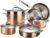 Lagostina Premium Martellata Tri-Ply Hammered Copper 11 Pc Kitchen Pots And Pans Cookware Set, Copper, (Q986Sb64)