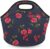 Lakiniss Neoprene Lunch Bag Rose Flower Dots Reusable Tote Bags Cooler Thermal Meal Tote Kit Waterproof Food Carrying Lunch Handbag for Women Men Adult Work Gifts Picnic