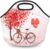 Lakiniss Neoprene Lunch Bag Valentine’s Day Heart Tree Bike Heart Balloons Reusable Tote Bags Cooler Thermal Meal Tote Kit Waterproof Food Carrying Lunch Handbag for Women Men Adult Work Gifts Picnic