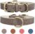 Leather Dog Collar for for Small Medium Large Dogs Soft Breathable Padded Puppy Collar with Double D-Ring Adjustable Durable Strong Collar