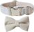 Love Dream Bowtie Dog Collar, Velvet Dog Collars with Detachable Bowtie Metal Buckle, Soft Comfortable Adjustable Bow Tie Collars for Small Medium Large Dogs (Large, White)