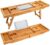 Luxury Bamboo Bathtub Caddy Bath Tub Tray Bridge Shower Shelves Organizer Tray with Stand Foot, Extending Sides Built in Book Tablet Integrated Wineglass Holder Phone Tray & Accessories Placement