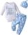 Newborn Baby Boys Clothes Little Infant Boy Outfits Long Sleeve Romper Pant Hat Fall Winter 3PCS Set