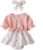 Newborn Baby Girl Romper Dresses Clothes Set Short Sleeve Floral Ruffle Bow Overall Bodysuit Onesie Floral Skirt Hem Outfit