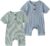 Newborn Infant Baby Boy Girl Summer One-Piece Clothes Knitted Solid Short Sleeve Romper Jumpsuit Bodysuit – 2 pack