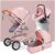 Newborn Stroller 3 in 1 Baby Strollers Lightweight Baby Trolley,Foldable Infant Stroller Carriage Luxury Baby Pram Newborn Stroller,Anti-Shock Toddler Pushchair Stroller (Color : Pink)