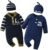 Newborn baby boy clothes Long Sleeve Letter Print Rompers Jumpsuit with Hat Baby-Boys 2-Pack