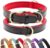 Padded Leather Dog Collar, Soft Breathable Adjustable Waterproof Dog Collar Leather with Durable Metal Buckle for Small and Medium Dogs (Medium, Black/Red)