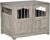 PawHut 29.5″ Wooden Dog Cage with Windows, End Table Furniture Style, Modern Pet Kennel with Lockable Doors Elevated Base for Small and Medium-Sized Dogs, Grey