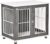 PawHut 34” Wooden Dog Cage, Modern Wire Dog Crate, Pet Kennel with Door, Lock, Adjustable Foot Pads, for Small and Medium Dogs, Grey and White