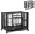 PawHut 37″ Heavy Duty Dog Crate, Foldable Dog Cage on Wheels with Double Locks, Removable Tray, Openable Top, Double Doors, Indoor Outdoor Use, for Small and Medium Dogs – Black