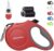 PetiFine Retractable Dog Leash with Dispenser and Poop Bags, 16ft Heavy Duty Reflective Walking Pet Leash for X-Small/Small/Medium/Large Breed Dogs or Cats up to 18 lbs, Tangle-Free (XS, Red)