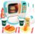 Pretend Play Electronic Oven with Play Food,Kids Microwave Toys Play Kitchen Set,Cookware Pot and Pan Toy Set,Cooking Utensils,Learning Gift for Toddlers Kids Boys Girls