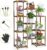 QooWare Wood Plant Stand Indoor Outdoor, 10-Tier Garden Plant Shelves – Gardening Set – Multi Plant Stands Flower Display Rack Holder – Tall Plant Stand Organizer for Corner Living Room Balcony Lawn Patio Yard