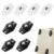 Rattmety Self Adhesive Mini Caster Wheels 8Pcs 360° Rotation Small Swivel Stainless Steel Rollers Paste Universal Wheel Sticky Pulley for Kitchen Appliances Bins and Storage Box Bottom, Black + White