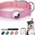 Reflective Airtag Dog Collar, FEEYAR Padded Apple Air Tag Dog Collar, Heavy Duty Dog Collar with Airtag Holder Case, Adjustable Air Tag Accessories Pet Collar for Medium Large Dogs (Pink, M（15″-18″）)