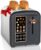 SEEDEEM Toaster 2 Slice, Stainless Steel Bread Toaster with LCD Display and Touch Buttons, 50% Faster Heating Speed, 6 Bread Selection, 7 Shade Settings, 1.5”Wide Slots Toaster with Cancel/Defrost/Reheat Functions, Removable Crumb Tray, 1350W, Dark Chocolate