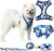 Senlunek Dog Harness Suit, Includes Dog Harness, Leash, Bow Tie Collar, Poop Bag 4Pcs Set, Reflective No Pull Walking Dog Vest, Easy Control for Outdoor Walking for Small Medium Dog (S, Blue)