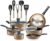 SereneLife Kitchenware Pots & Pans Basic Kitchen Cookware, Black Non-Stick Coating Inside, Heat Resistant Lacquer (15-Piece Set), One Size, Gold