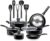 SereneLife Kitchenware Pots & Pans Basic Kitchen Cookware, Black Non-Stick Coating Inside, Heat Resistant Lacquer (15-Piece Set), One Size