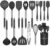 Silicone Cooking Utensil Set, Umite Chef 15pcs Silicone Cooking Kitchen Utensils Set, Non-Stick Heat Resistant – Best Kitchen Cookware with Stainless Steel Handle – Black