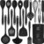 Silicone Cooking Utensils Set – 446°F Heat Resistant Kitchen Utensils,Turner Tongs,Spatula,Spoon,Brush,Whisk,Kitchen Utensil Gadgets Tools Set for Nonstick Cookware,Dishwasher Safe (BPA Free)