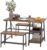 Soges Dining Table Set,47.2inches 3-Piece Modern Kitchen Furniture with 2 Wood Stool Multifunctional Waterproof Kitchen Desk Set for 2 Person（Rustic Brown）