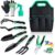 T98 Garden Tools Set, 11-Piece Hand Tool Kit with Rust-Proof Garden Tools, Garden Shears Plant Trowel, Weed Trowel, Weed Fork, Pointed Scoop (with Scale Marking) for Garden Care