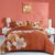 Terracotta Floral Comforter Set King – Soft Comforter Reversible Botanical Bedding Sets – Burnt Orange Bed Set Lightweight Boho Bed Comforter Set for Women Adults Teens (1 Comforter, 2 Pillowcases)