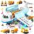 Transport Cargo Airplane, Large Theme Airplane Toy Set,Educational Toy Vehicle Play Set with Smoke, Sound and Light, Fricton Powered Airplane with Mini Cars, Birthday Gift for Boys and Girls