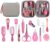 VolksRose 14 in 1 Baby Grooming Kit Newborn, Baby Care Kit with Hair Brush Comb Nail Clipper Finger Toothbrush Nail File Scissors etc, Nursery Healthcare Set for Newborn Infant Boy Girl, Pink