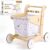 Woodtoe Wooden Baby Walker Doll Stroller | Adjustable Speed Pretend Play Grocery Shopping Cart for Toddlers 1-3 | Natural Wood Toys for Babies Learning to Walk | Birthday Gift for Boy Girl