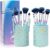 XMOSNZ Makeup Brushes 10pcs Make up Brushes Set Crystal Handle Set Eyeshadow Brush Foundation Brush Makeup Brush Sets with Makeup Brush Holder (10 Piece Sets, Lake Blue)