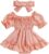 Xifamniy Baby Girl Dress Skirt Clothes Infant Summer Outfit Short Sleeve with Headband Newborn