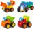 Yiosion Friction Powered Cars Push and Go Trucks Construction Vehicles Toys Set of Tractor Bulldozer Dump Truck Cement Mixer for Baby Toddlers Infants Boys Gifts