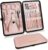 ZIZZON Manicure Set 18 in 1 Professional Pedicure Set Nail scissors Grooming Kit with Leather Travel Case Pink